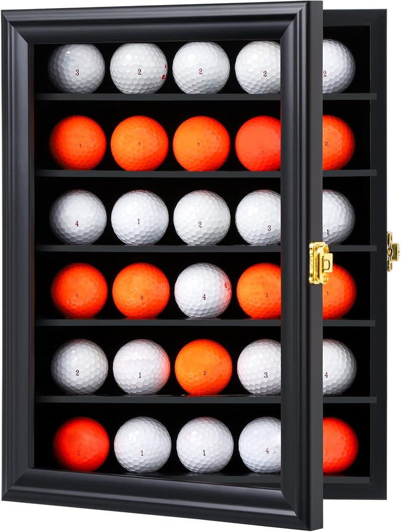 KCRasan Golf Ball Display Case - Wall Mounted Holder with Glass Door, Ideal Gift for Golf Enthusiasts - Image 1